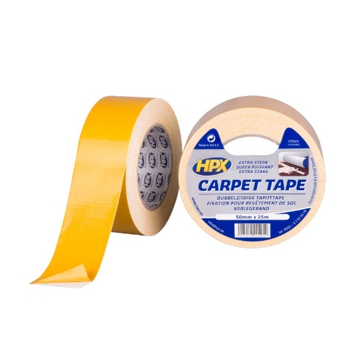 Afbeeldingen van HPX Dubbelzijdige tapijttape - wit 50mm x 25m - CT5025