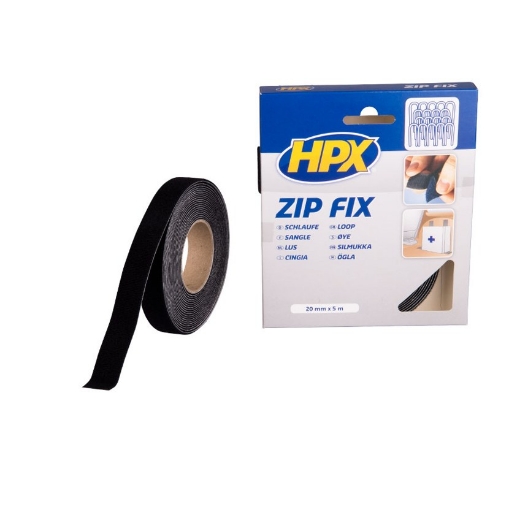 HPX Zip fix klittenband (lus) - zwart 20mm x 5m - Z2005L