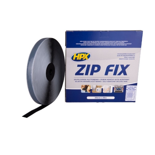 HPX Zip fix klittenband (haak) - zwart 20mm x 25m - Z2025H