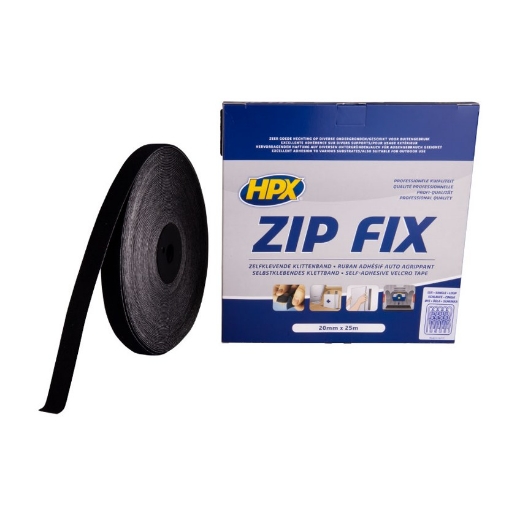 HPX Zip fix klittenband (lus) - zwart 20mm x 25m - Z2025L