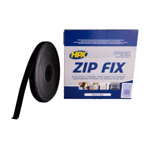 Afbeeldingen van HPX Zip fix klittenband (lus) - zwart 20mm x 25m - Z2025L