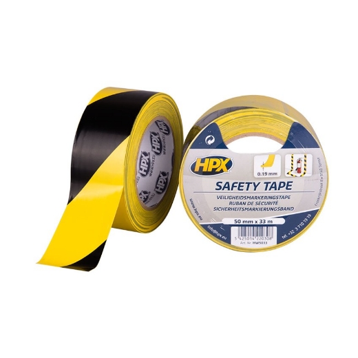 Afbeeldingen van HPX Zelfklevende markeringstape - geel/zwart 50mm x 33m - HW5033