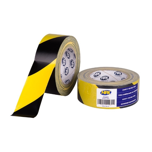 Afbeeldingen van HPX Safety textile tape - geel/zwart 48 mm x 25m - YS4825