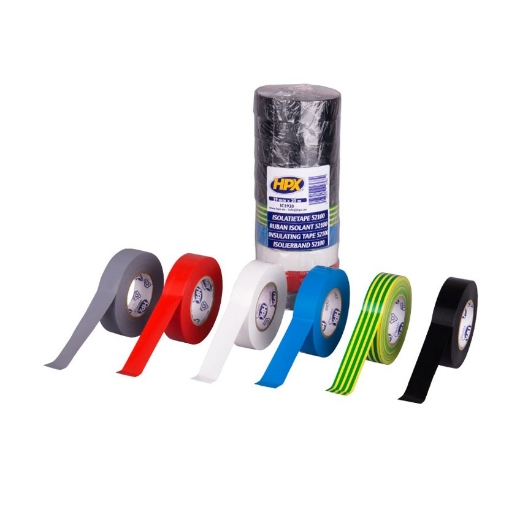 Afbeeldingen van HPX PVC isolatietape VDE - gemengd 19mm x 20m  - set van 10 - IC1920