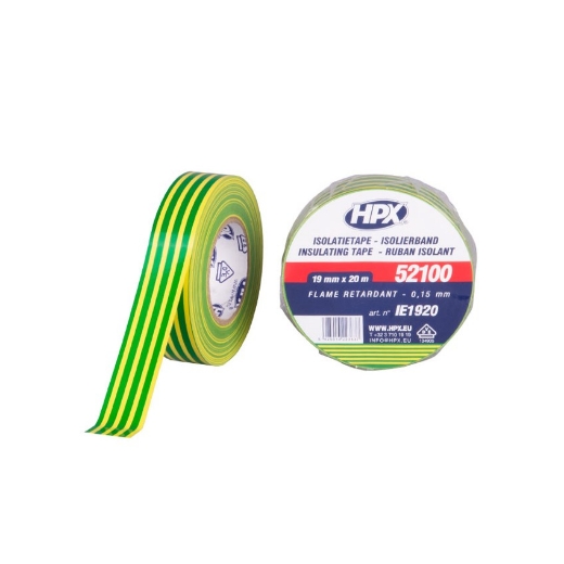 Afbeeldingen van HPX PVC isolatietape VDE - geel/groen 19mm x 20m - IE1920