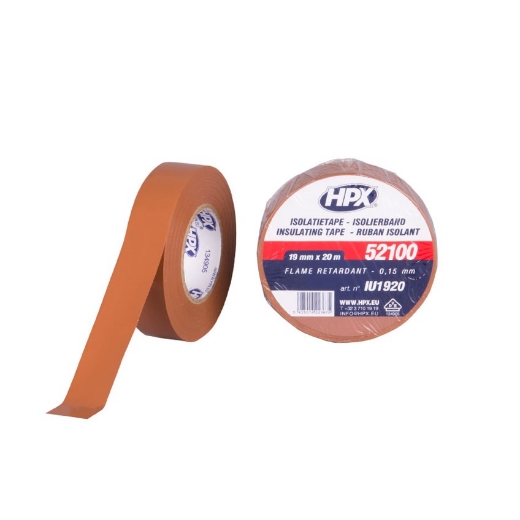 Afbeeldingen van HPX PVC isolatietape VDE - bruin 19mm x 20m - IU1920