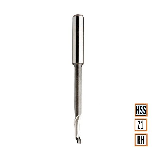 Afbeeldingen van CMT Groeffrees met positieve spiraal D=5x35mm I1=18mm L=80mm S=8mm RH Z1 HSS 5% co - 189.050.51