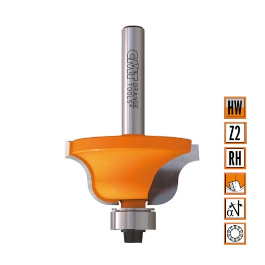 Afbeeldingen van CMT Profielfrees met kogellager D=28.7x11.5mm R=4 L=54mm S=8mm Z2 HW - 940.270.11