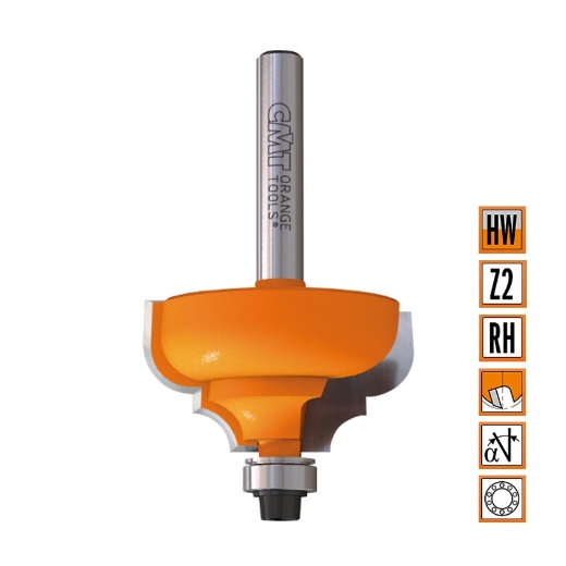 Afbeeldingen van CMT Profielfrees met kogellager D=35x18.5mm R=6.4 L=65mm S=12mm Z2 HW - 945.850.11