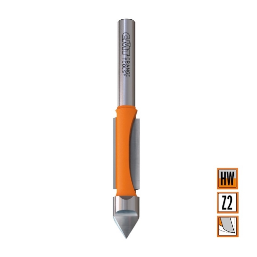 Afbeeldingen van CMT Boor- en uitloopfrees met geleiding tegen de frees D=6x19mm L=60mm S=6mm Z2 HW - 716.060.11