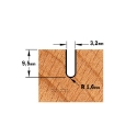 Afbeeldingen van CMT Bolle radiusfrees D=3.2x9.5mm R=1.6 L=51mm S=6mm Z2 HWM - 714.032.11