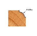 Afbeeldingen van CMT Holle radiusfrees met opstaande kant D=25.4x12.7mm R=6.35 L=52.7mm S=6mm Z2 HW - 739.254.11