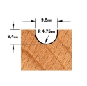 Afbeeldingen van CMT Bolle radiusfrees D=6x12.7mm R=3 L=50.8mm S=8mm Z2 HW - 914.095.11