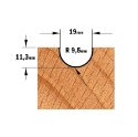 Afbeeldingen van CMT Bolle radiusfrees D=19x11.5mm R=9.5 L=50.8mm S=8mm Z2 HW - 914.190.11