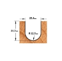 Afbeeldingen van CMT Bolle radiusfrees D=25.4x31.7mm R=12.7 L=73mm S=12mm Z2 HW - 914.754.11