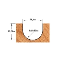 Afbeeldingen van CMT Bolle radiusfrees D=38.1x31.7mm R=19.05 L=69.8mm S=12mm Z2 HW - 914.880.11