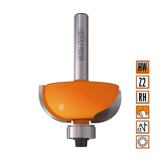 Afbeeldingen van CMT Bolle radiusfrees met kogellager D=50.8x22.2mm R=19 L=71mm S=12mm Z2 HW - 937.951.11