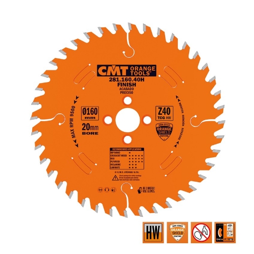 Afbeeldingen van CMT Zaagblad voor HPL en kunststof 160x20x2.2mm Z40 HW - 281.160.40H