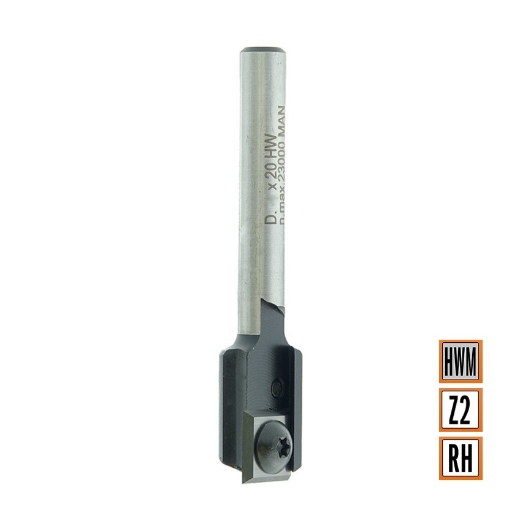 Afbeeldingen van CMT Rechte bovenfrees met WPL-mes D=22x20mm L=70mm S=8mm Z2 HWM - 210.220.11