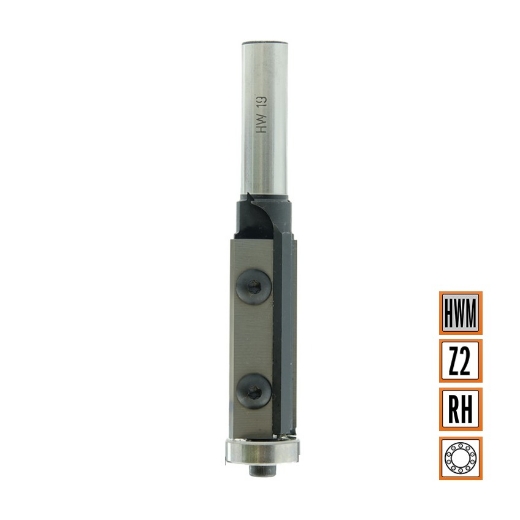 Afbeeldingen van CMT rechte frees met kopse volglager en wisselbare messen S=12mm L=116mm D=19mm I=30mm Z2 HWM RH - 206.691.11