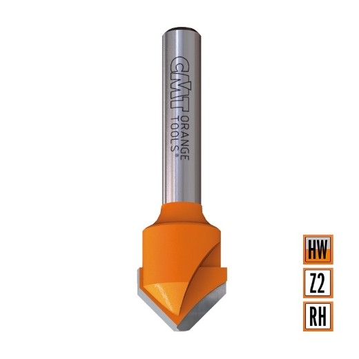 Afbeeldingen van CMT V-groef frees 135° voor alucobond D=18x3.3mm 135° L=60mm S=8mm Z2 HW - 915.002.11