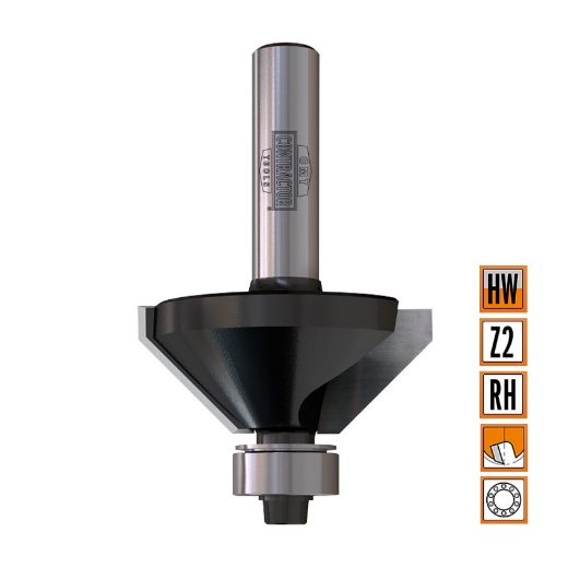 Afbeeldingen van CMT Afschuinfrees met lager (contractor) D=35x15mm 45° L=56mm S=8mm Z2 HW - K936-350