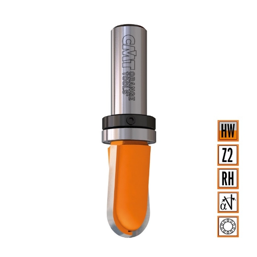 Afbeeldingen van CMT Bolle radiusfrees met kogellager D=19x11.3mm R=9.5 L=51mm S=6mm Z2 HW - 714.190.11B