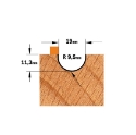 Afbeeldingen van CMT Bolle radiusfrees met kogellager D=19x11.3mm R=9.5 L=51mm S=6mm Z2 HW - 714.190.11B