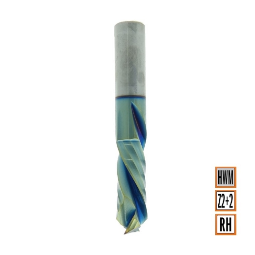 Afbeeldingen van CMT Positieve & negatieve spiraalfrees D=12x35mm L=80mm S=12mm Z2+2 Chrome Coating DLCS HWM - 190.121.41.Z2