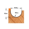 Afbeeldingen van CMT Bolle radiusfrees met kogellager D=15.8x9.5mm R=7.9 L=50.8mm S=8mm Z2 HW - 914.160.11B