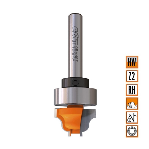 Afbeeldingen van CMT Klassieke profielfrees met kogellager D=28.6x14.3mm R=4 L=59mm S=8mm Z2 HW - 965.202.11B