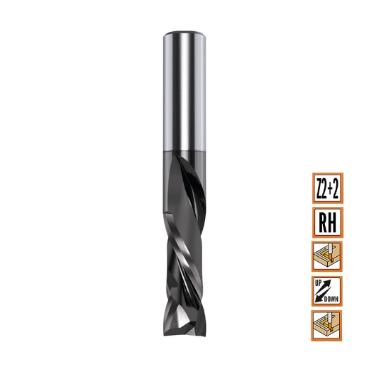 Afbeeldingen van CMT Positieve & negatieve spiraalfrees D=12x25mm L=83mm S=12mm Z3 Chrome Coating DLCS HWM - 190.320.41