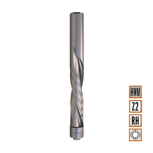 Afbeeldingen van CMT Positieve spiraalfrees met kogellager D=6.35x25.4mm L=76mm S=6mm Z2 HWM - 191.064.11B