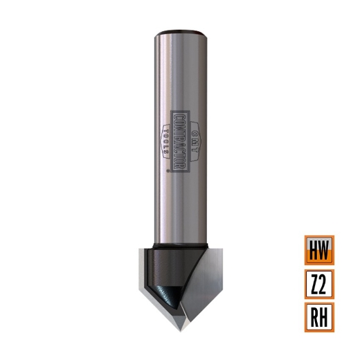 Afbeeldingen van CMT V-groeffrees 60° (contractor) D=11x14mm 60° L=45mm S=8mm Z2 HW - K958-110