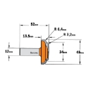 Afbeeldingen van CMT Horizontale bossingfrees zonder kopse lager D=45x13.5mm R=6.4 L=52mm S=12mm Z2 HW - 970.503.11