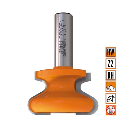 Afbeeldingen van CMT Handgreepfrees D=47.6x28.5mm R=6.35 L=67mm S=12mm Z2 HW - 955.601.11