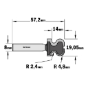 Afbeeldingen van CMT Contractor handgreepfrees D=19.05x19.05mm R=4.8 L=57.2mm S=8mm Z2 HW - K955-190