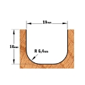 Afbeeldingen van CMT Houten vaatwerk frees D=19x16mm R=6.4 L=60mm S=12mm Z2 HW - 951.501.11