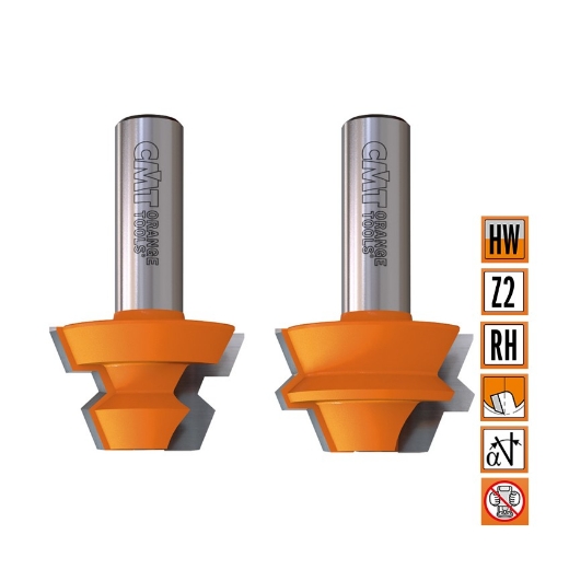 Afbeeldingen van CMT Verstekfrees 22.5° met rechte hoek D=37.3x22.2mm 22.5° L=60mm S=8mm Z2 HW - 955.005.11