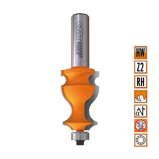 Afbeeldingen van CMT Universele frees met geleidelager D=27x41mm L=90mm S=12mm Z2 HW - 955.902.11