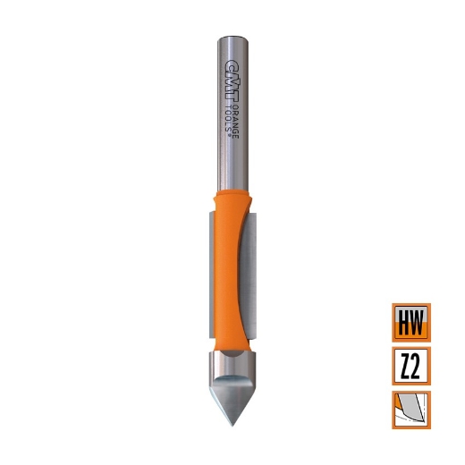 Afbeeldingen van CMT Boor- en uitloopfrees met geleiding tegen de frees D=8x19mm L=64mm S=8mm Z2 HW - 916.080.11