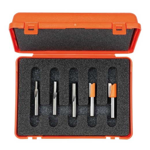 Afbeeldingen van CMT 5-delige frezenset in pvc kistje S=6mm HW - 700.005.01