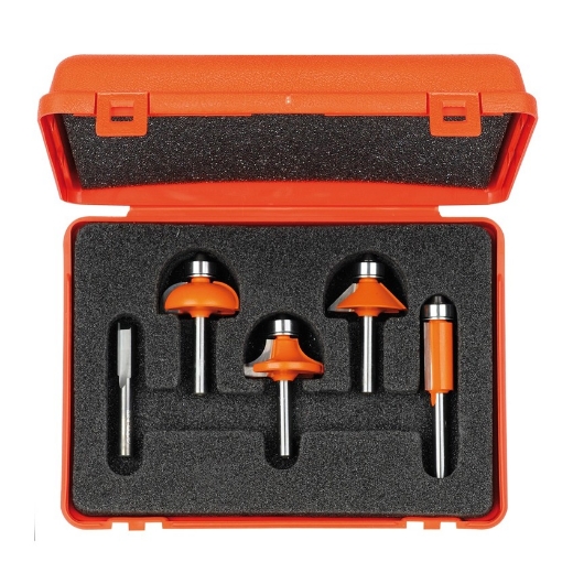 Afbeeldingen van CMT 5-delige profielfrezenset in pvc kistje S=8mm HW - 900.005.03