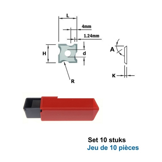 Afbeeldingen van CMT Wisselmes voor afrondfrees R2 L=12x12x1.5mm R=235° Z4 HC05/F1730, 10 stuks - 790.020.04