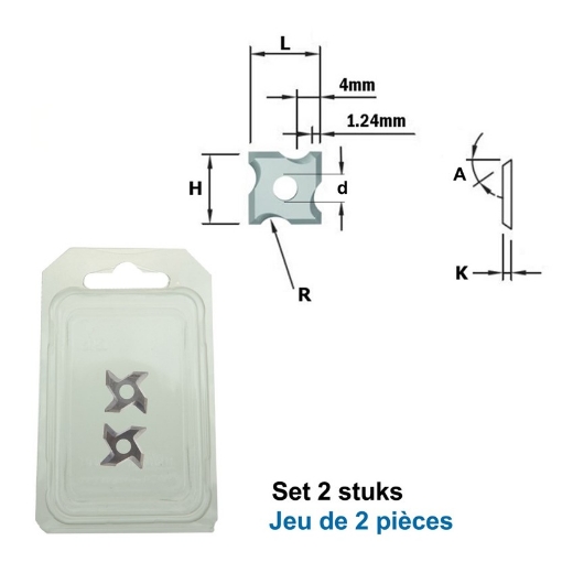 Afbeeldingen van CMT Wisselmes voor afrondfrees R2 L=12x12x1.5mm R=235° Z4 HC05/F1730, 2 stuks - 790.020.04PP