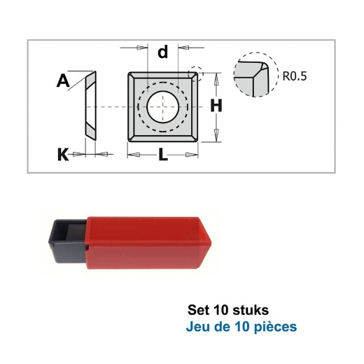 Afbeeldingen van CMT Wisselmessen L=12x12x1.5mm 35° R=0.5 Z4 HWM HC05/F1730, 10 stuks - 790.120.20