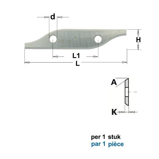 Afbeeldingen van CMT Profielmes voor bossingfrees art. 05103 L=59x12x1.5mm 35° Z2 HWM HC05/F1730, 1 stuk - 790726101