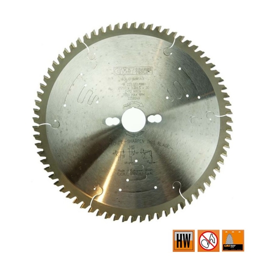 Afbeeldingen van CMT Speciaalzaag voor plexiglas en kunststof 250x30x3.2mm Z72 HW - 223.072.10M