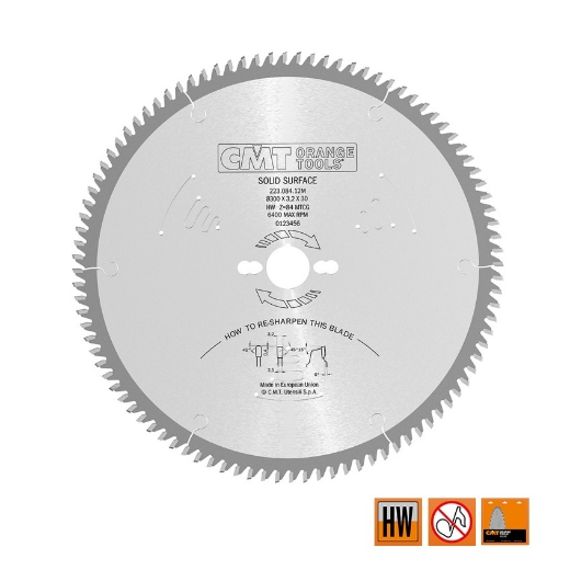 Afbeeldingen van CMT HW speciaalzaag voor solid surface en harde kunststof 300x30x3.2mm Z84 HW - 223.084.12M