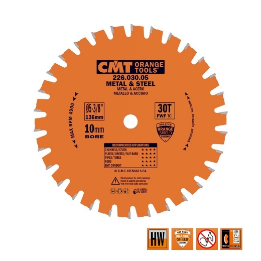 Afbeeldingen van CMT Multi-cirkelzaagblad voor metalen & sandwich panelen 136x10x1.5mm Z30 HW - 226.030.05